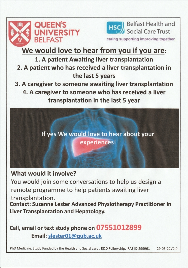 **Help Suzanne Lester, Advanced Physiotherapy Practitioner in Liver Transplantation and